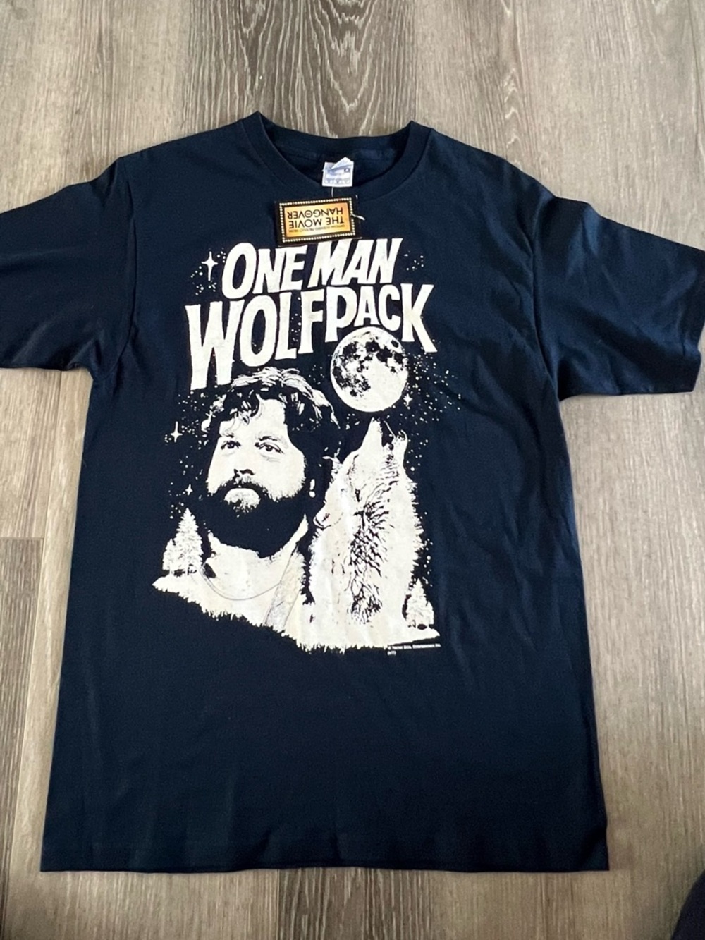 Ya Los Angeles dark blue Tee with White 'One Man Wolfpack' Graphic
